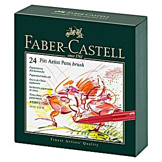 Faber-Castell Tuschestift-Set Pitt (24 Stk., Mehrfarbig, Brushspitze)