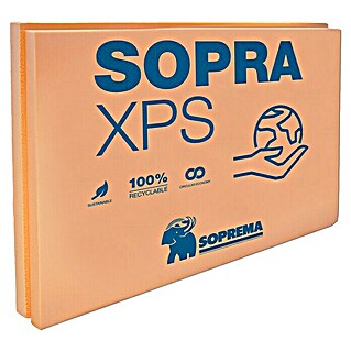 Soprema Sopra Placa de poliestireno extruido XPS SL 100 (125 cm x 60 cm x 100 mm, Espuma dura de poliestireno extrusionada (XPS))