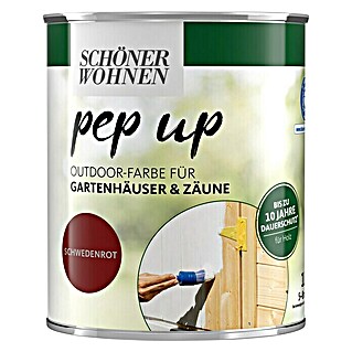 SCHÖNER WOHNEN-Farbe Pep up Outdoor-Farbe für Gartenhäuser & Zäune (Schwedenrot, 1 l, Seidenmatt)