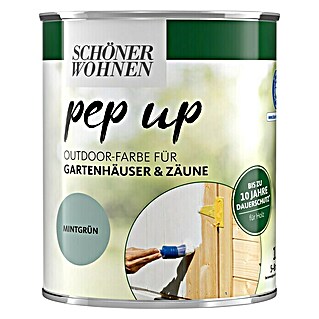 SCHÖNER WOHNEN-Farbe Pep up Outdoor-Farbe für Gartenhäuser & Zäune (Mintgrün, 1 l, Seidenmatt)