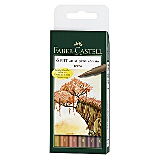 Faber-Castell Tuschestift-Set Pitt Terra (6 Stk., Mehrfarbig, Brushspitze)