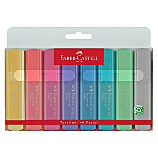 Faber-Castell Textmarker-Set 46 Pastell (8 Stk., Mehrfarbig, 1 mm - 5 mm, Keilspitze)
