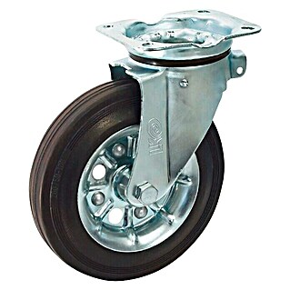 Zakretni kotač za transportna kolica (Promjer kotačića: 200 mm, Nosivost: 250 kg, Valjkasti ležaj, S pločom)