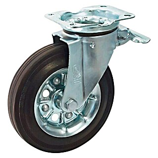 Zakretni kotač za transportna kolica (Promjer kotačića: 160 mm, Nosivost: 200 kg, Valjkasti ležaj, S pločom i zaustavnikom)