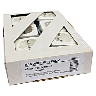 Steckdose Handwerker-Pack (Reinweiß, 1-fach, Kunststoff, Unterputz, Inhalt: 6 Stk.)