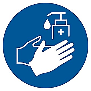 Pickup Señal de obligación (Diámetro: 180 mm, Obligatorio lavarse las manos, Azul/Blanco)