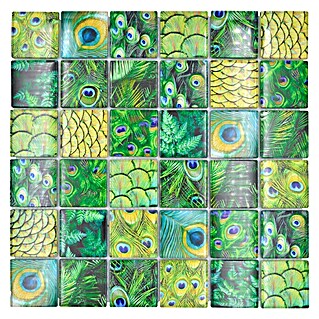 Mosaikfliese Crystal Wildlife XCM WL88 (29,8 x 29,8 cm, Grün, Glänzend)