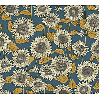 AS Creation New Life Vliestapete Sonnenblume (Blau/Beige, Floral, 10,05 x 0,53 m)