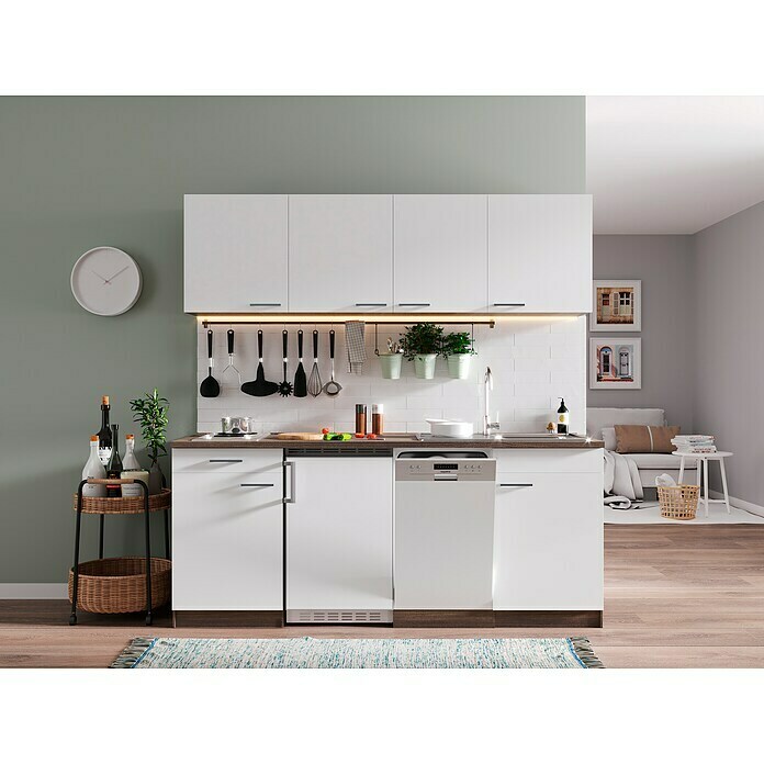 Singleküche 180 mit Spüle Kochplatte Miniküche Mini Küchenzeile Apothekerschrank 