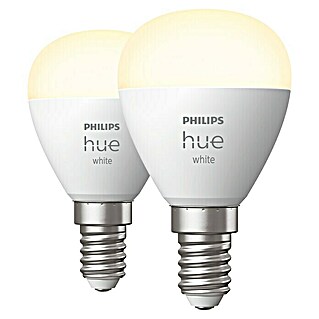 Philips Hue LED-Leuchtmittel Luster  (E14, 5,7 W, Warmweiß, Tropfen, 2 Stk.)