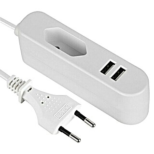 Verlängerungskabel mit USB (Weiß, 1,4 m, H03VVH2-F2x0,75, Max. Anschlussleistung: 575 W)