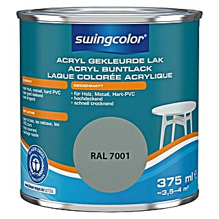 swingcolor Acryllak RAL 7001 Zilvergrijs (Zilvergrijs, 375 ml, Zijdemat)