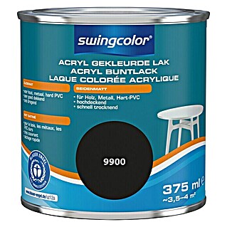 swingcolor Acryllak 9900 Zwart (Zwart, 375 ml, Zijdemat)