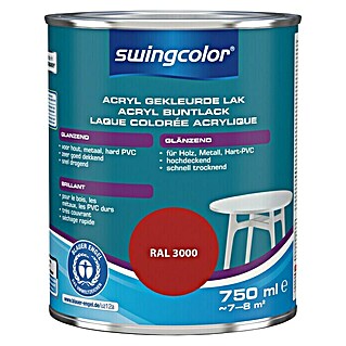 swingcolor Acryllak RAL 3000 Vuurrood (Vuurrood, 750 ml, Glanzend)