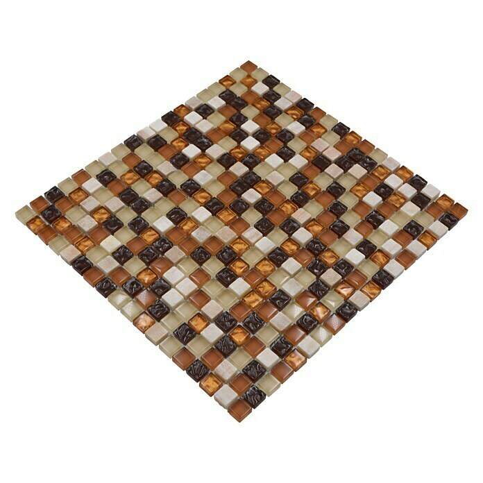 Mosaikfliese Quadrat Crystal Mix XCM M830 (32,2 x 30,5 cm, Beige/Braun, Glänzend)