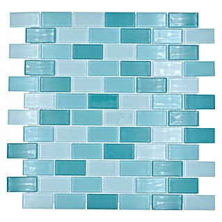 Mosaikfliese Brick Crystal CM B444 (32,2 x 31 cm, Weiß/Grün, Glänzend)