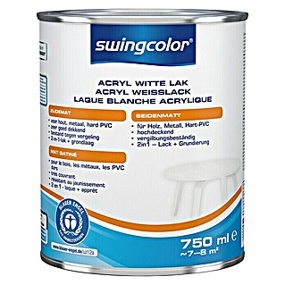 swingcolor Acryllak, wit (Wit, 750 ml, Zijdemat)