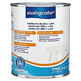 swingcolor Akrilni bijeli lak (Bijele boje, 750 ml, Svilenkasti mat)
