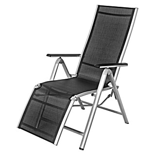 Sunfun Marina Relaxsessel (B x T x H: 58 x 77 x 110 cm, Textilene, Aluminium, Schwarz/Silber)
