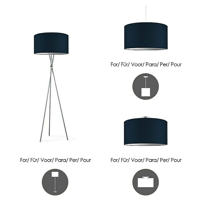 Lampenschirm (Durchmesser: 500 mm, Farbe: Blau, Stoff)