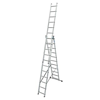 Krause Corda Escalera multiusos (Altura de trabajo: 7,25 m, 3 x 11 peldaños, Aluminio)