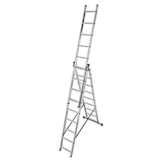 Krause Corda Escalera multiusos (Altura de trabajo: 6,3 m, 3 x 9 peldaños, Aluminio)