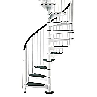 Fontanot Escalera de caracol Civik (Diámetro: 120 cm, Blanco, Color peldaños: Negro, Altura de planta: 273 cm - 305 cm)