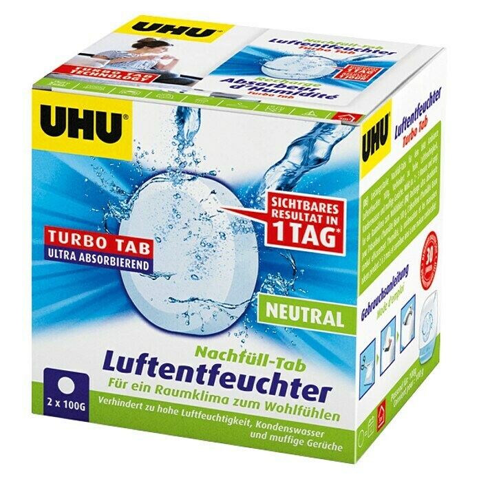 4er Pack Uhu Luftentfeuchter Nachfüll-Tab Neutral 2x450g Feuchtigkeits-Magnet 