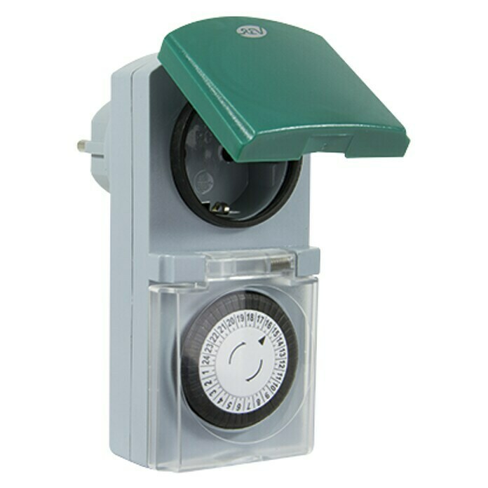 2 x REV Ritter mechanische Aussen-Zeitschaltuhr spritzwassergeschützt grau/grün 