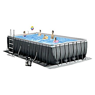 Intex Set bazen s priborom Frame Pool (D x Š x V: 975 x 488 x 132 cm, Zapremnina: 54.368 l, Tamnosive boje, null)