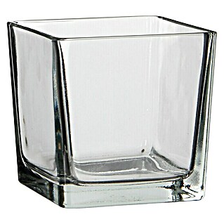 Jarrón de vidrio Lotty (L x An x Al: 12 x 12 x 12 cm, Transparente)