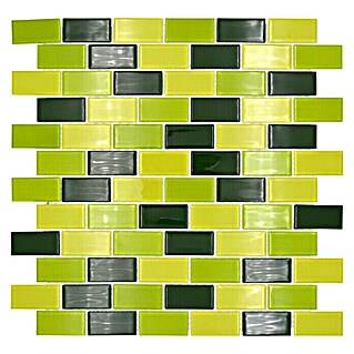 Mosaikfliese Brick Crystal Mix CM B454 (32,2 x 31 cm, Grün, Glänzend)