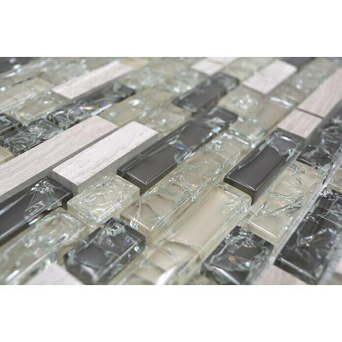 Mosaikfliese Verbund Crystal Mix XIC V1352 (29,8 x 30,5 cm, Grau/Grün, Glänzend)