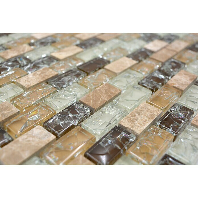 Mosaikfliese Brick Crystal Mix Beige