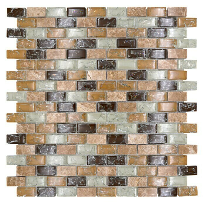 Mosaikfliese Brick Crystal Mix Beige