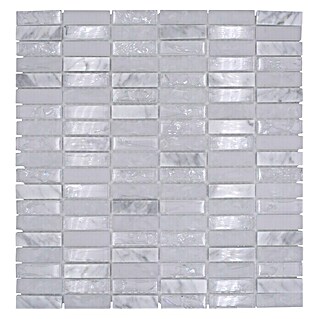 Mosaikfliese Crystal Mix XIC S1211 (32,2 x 31 cm, Weiß/Grau, Glänzend)