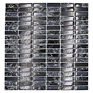 Mosaikfliese Crystal Mix XIC S1228 (32,2 x 31 cm, Schwarz, Glänzend)