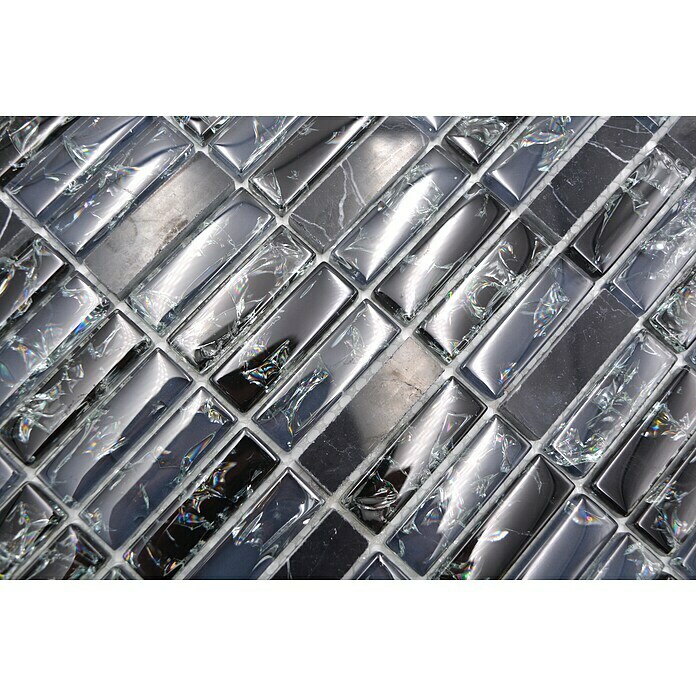 Mosaikfliese Crystal Mix XIC S1228 (32 x 31 cm, Schwarz, Glänzend)