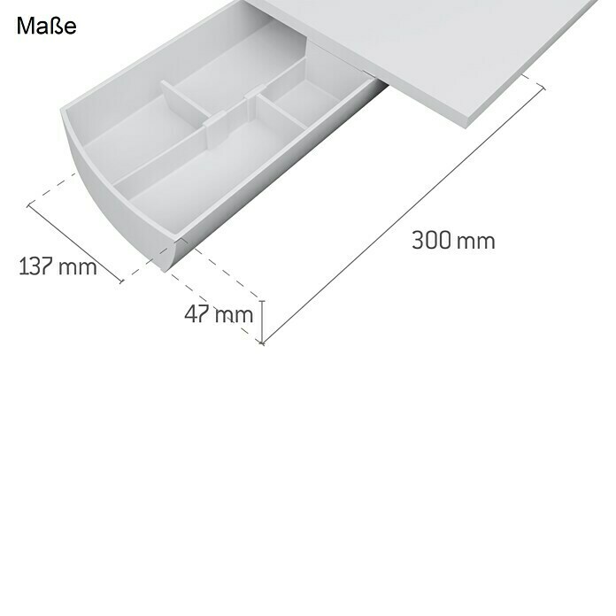 essensa Unterbau-Drehbehälter (30 x 13,7 x 4,7 cm, Weiß, Kunststoff)
