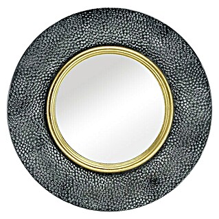 Wandspiegel (Durchmesser: 58 cm, Schwarz/Gold, Metall)