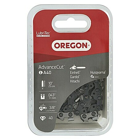 Oregon Sägekette (Schnittlänge: 25 cm, Treibglieder: 40, Nutbreite: 1,1 mm, Passend für: Gardol Akku-Kettensäge GAK-E 20 Li)