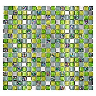 Mosaikfliese Quadrat Crystal Mix XCE 99 (30,5 x 32,2 cm, Grün, Glänzend)