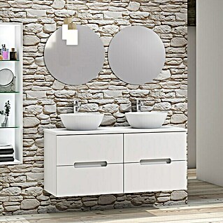 Conjunto de mueble de baño Loop Top (120 cm, 6 piezas, Blanco, Mate)