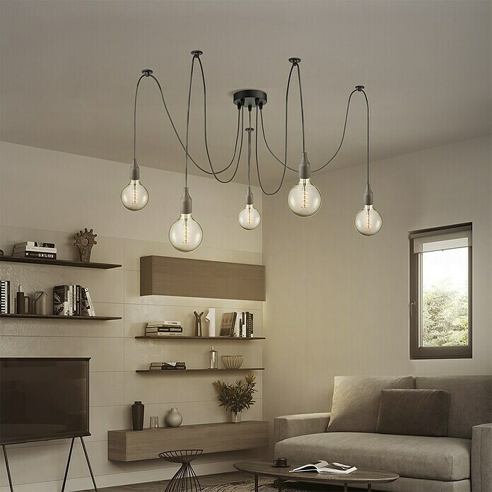 Home Sweet Home Plafondhouder voor lamp (5 standen, Zwart, Metaal)