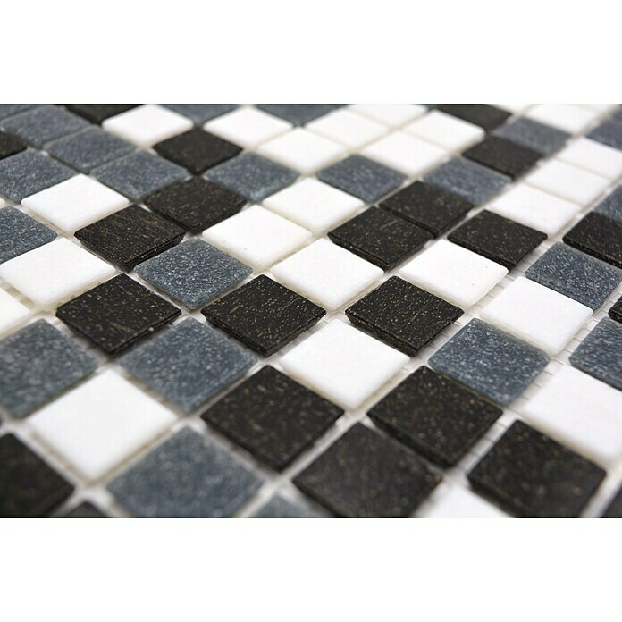 Mosaikfliese Quadrat Mix  (32,7 x 30,5 cm, Schwarz/Grau/Weiß)