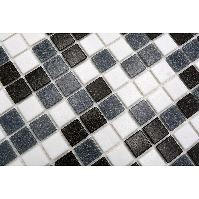Mosaikfliese Quadrat Mix  (32,7 x 30,5 cm, Schwarz/Grau/Weiß)
