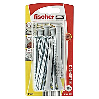 Fischer Spijkerpluggen N 8 x 80/40 S K NV (Ø x l: 8 x 80 mm, 10 stk., Verzonken kop)