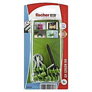 Fischer Gipsplaatpluggen GK Green RH met ronde haak K NV (Nylon, 5 stk., Pluglengte: 22 mm)