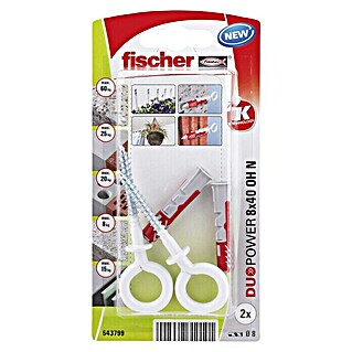 Fischer Pluggen DuoPower 8x40 met nylon ooghaak K (Ø x l: 8 x 40 mm, 2 stk.)