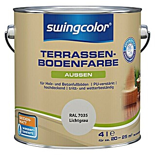 swingcolor Renovierfarbe Terrassenbodenfarbe RAL 7035 (Lichtgrau, 4 l, Seidenmatt, Wasserbasiert)